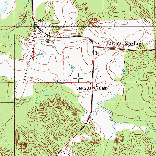 Topographic Map of Butler Springs, AL