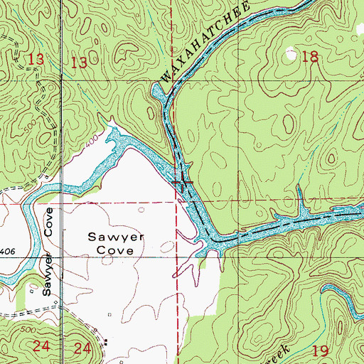 Topographic Map of Buxahatchee Creek, AL