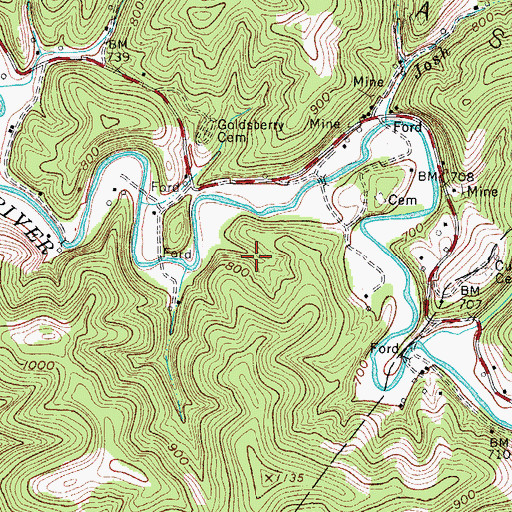 Topographic Map of Lincoln County, WV