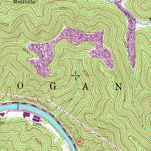Topographic Map of Logan County, WV