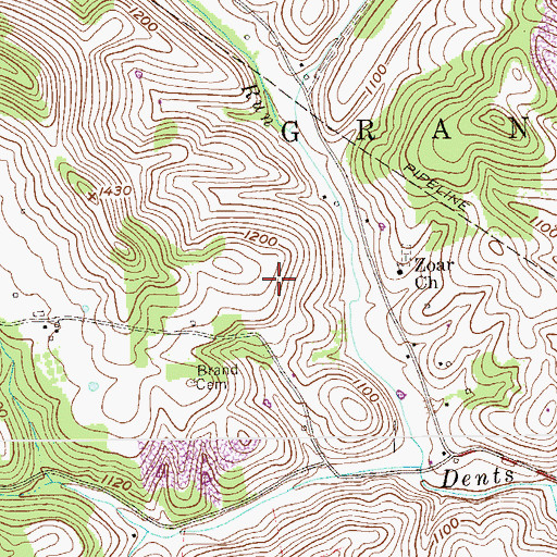 Topographic Map of Monongalia County, WV