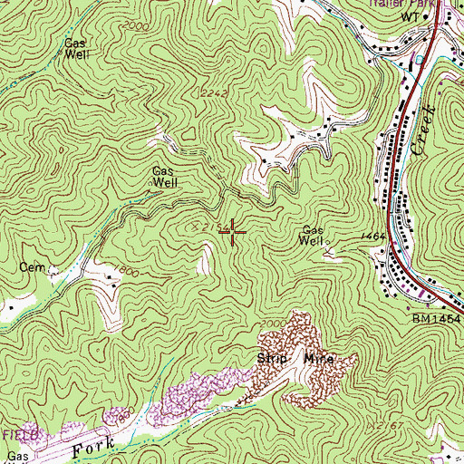 Topographic Map of Wyoming County, WV