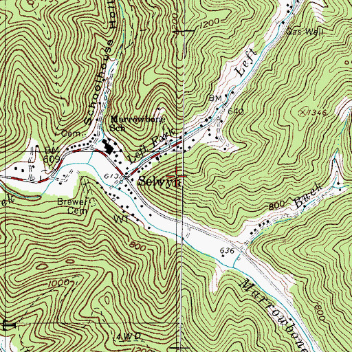 Topographic Map of Marrowbone Church, WV