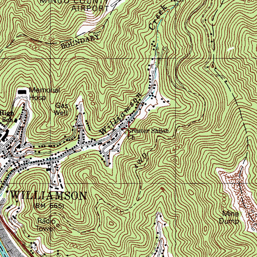 Topographic Map of Shiloh Church, WV
