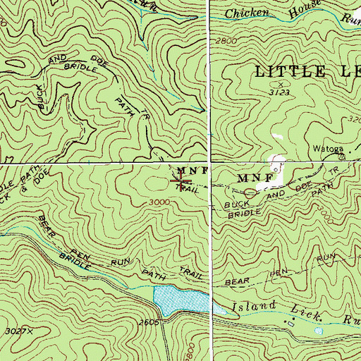 Topographic Map of Buck and Doe Trail, WV