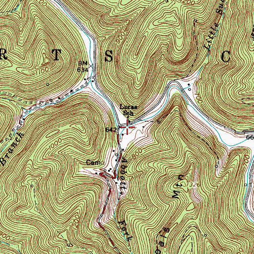 Topographic Map of Abbott Fork, WV