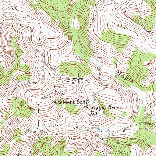 Topographic Map of Accident Cemetery, WV