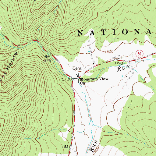 Topographic Map of Adams Run, WV