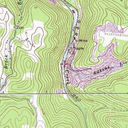 Topographic Map of Adkins Lick Creek, WV