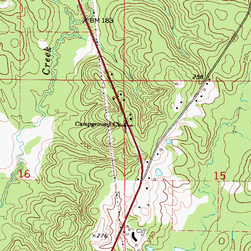 Topographic Map of Campground Church, AL