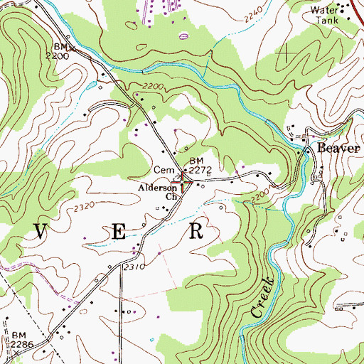Topographic Map of Alderson Church, WV