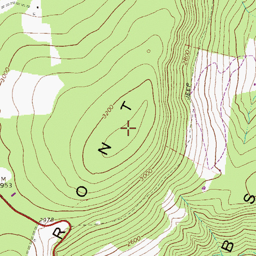 Topographic Map of Allegheny Front, WV