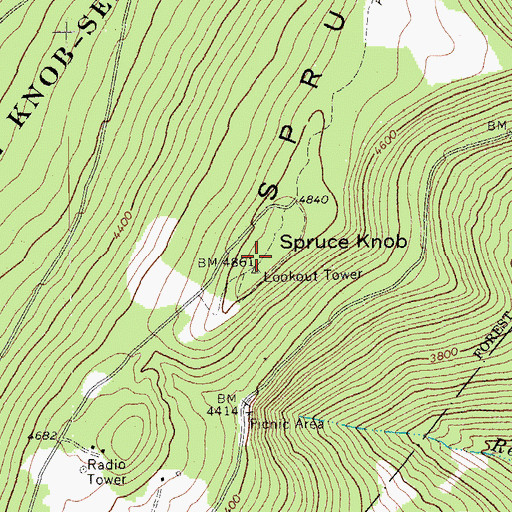 Topographic Map of Allegheny Mountains, WV