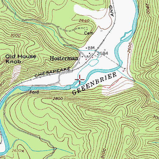 Topographic Map of Allegheny Run, WV