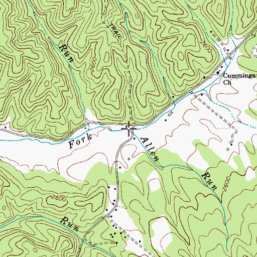 Topographic Map of Allen Run, WV