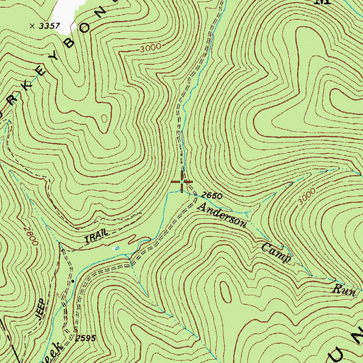 Topographic Map of Anderson Camp Run, WV