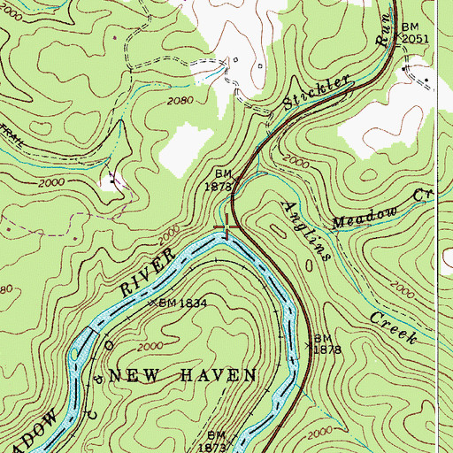 Topographic Map of Anglins Creek, WV