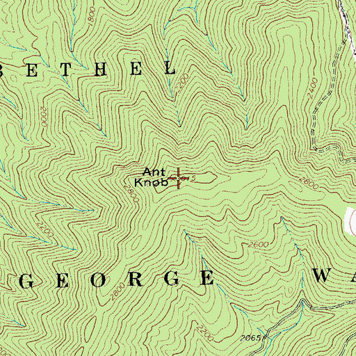 Topographic Map of Ant Knob, WV