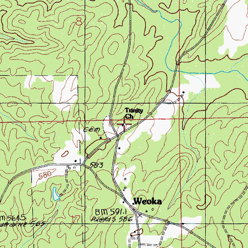 Topographic Map of Trinity United Methodist Church, AL