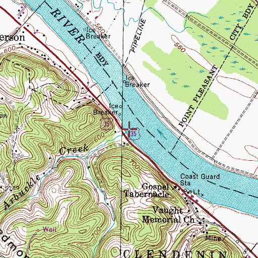 Topographic Map of Arbuckle Creek, WV
