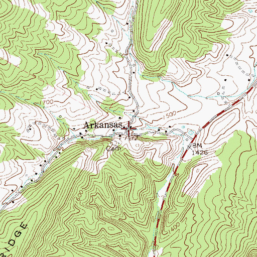 Topographic Map of Arkansas, WV