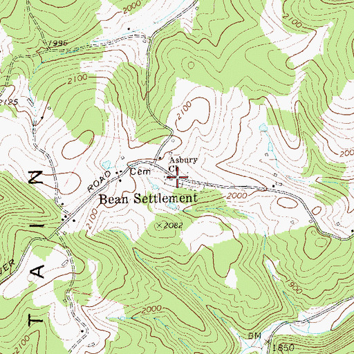 Topographic Map of Asbury Church, WV