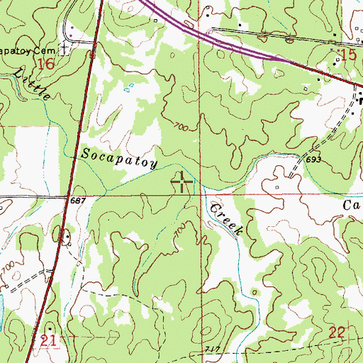 Topographic Map of Cat Creek, AL