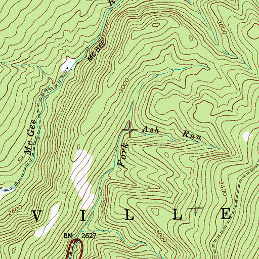 Topographic Map of Ash Run, WV