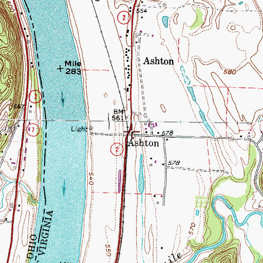 Topographic Map of Ashton, WV