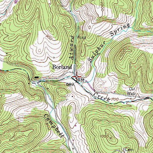Topographic Map of Atward Run, WV