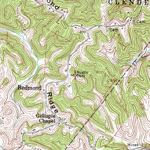 Topographic Map of Austin Cemetery, WV