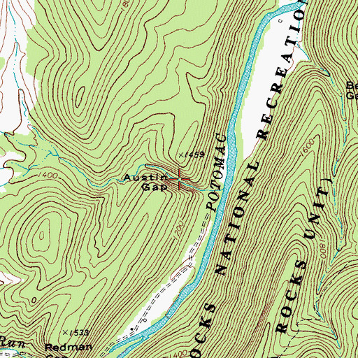 Topographic Map of Austin Gap, WV