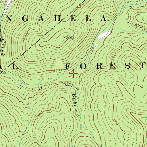 Topographic Map of Baber Branch, WV