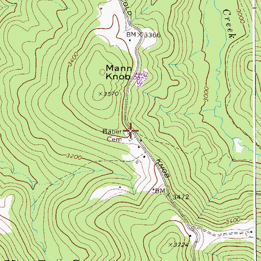 Topographic Map of Baber Cemetery, WV