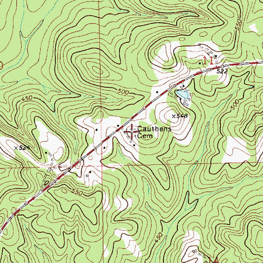 Topographic Map of Cauthens Cemetery, AL