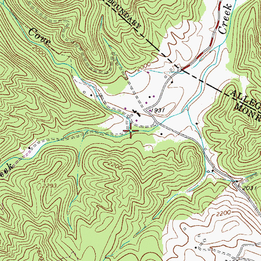 Topographic Map of Back Creek, WV