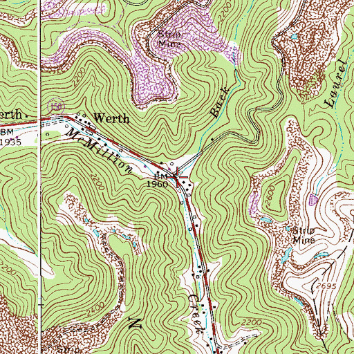 Topographic Map of Back Fork, WV