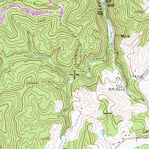 Topographic Map of Back Fork, WV