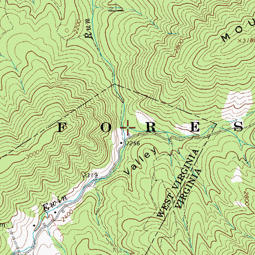 Topographic Map of Back Valley, WV