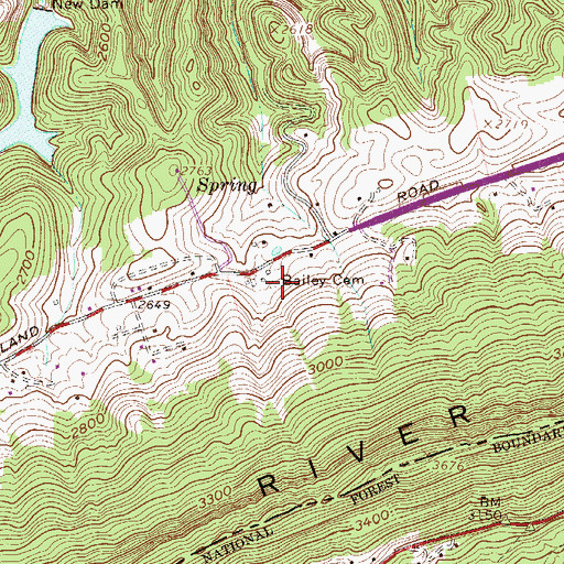 Topographic Map of Bailey Cemetery, WV