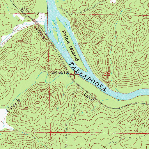 Topographic Map of Cedar Creek, AL