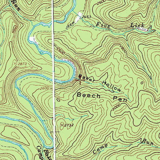 Topographic Map of Baker Hollow, WV