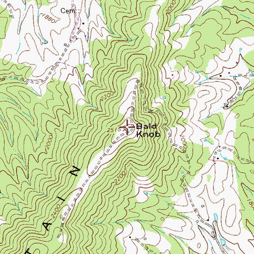Topographic Map of Bald Knob, WV