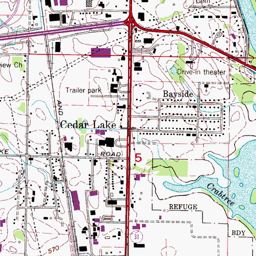 Topographic Map of Cedar Lake, AL