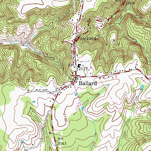 Topographic Map of Ballard, WV