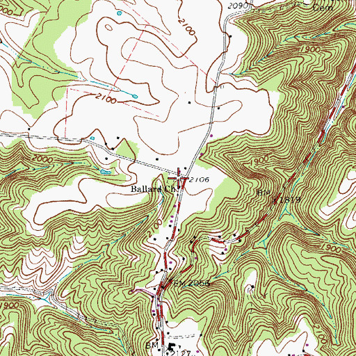 Topographic Map of Ballard Church, WV