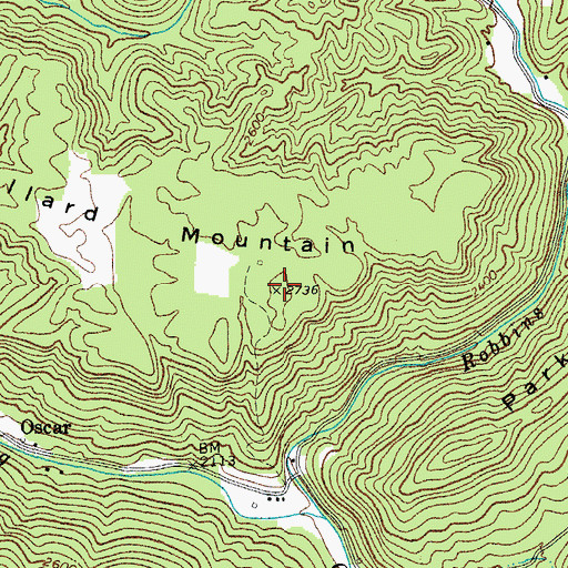 Topographic Map of Ballard Mountain, WV