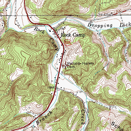 Topographic Map of Ballard-Harvey Cemetery, WV