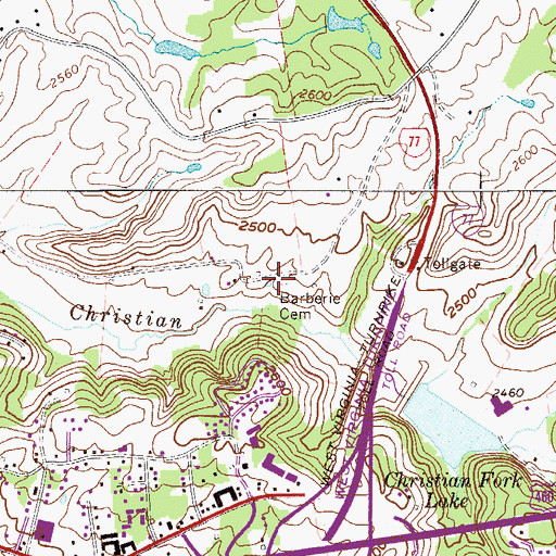 Topographic Map of Barberie Cemetery, WV