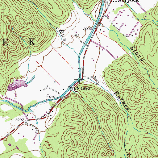 Topographic Map of Barnes Lick Run, WV